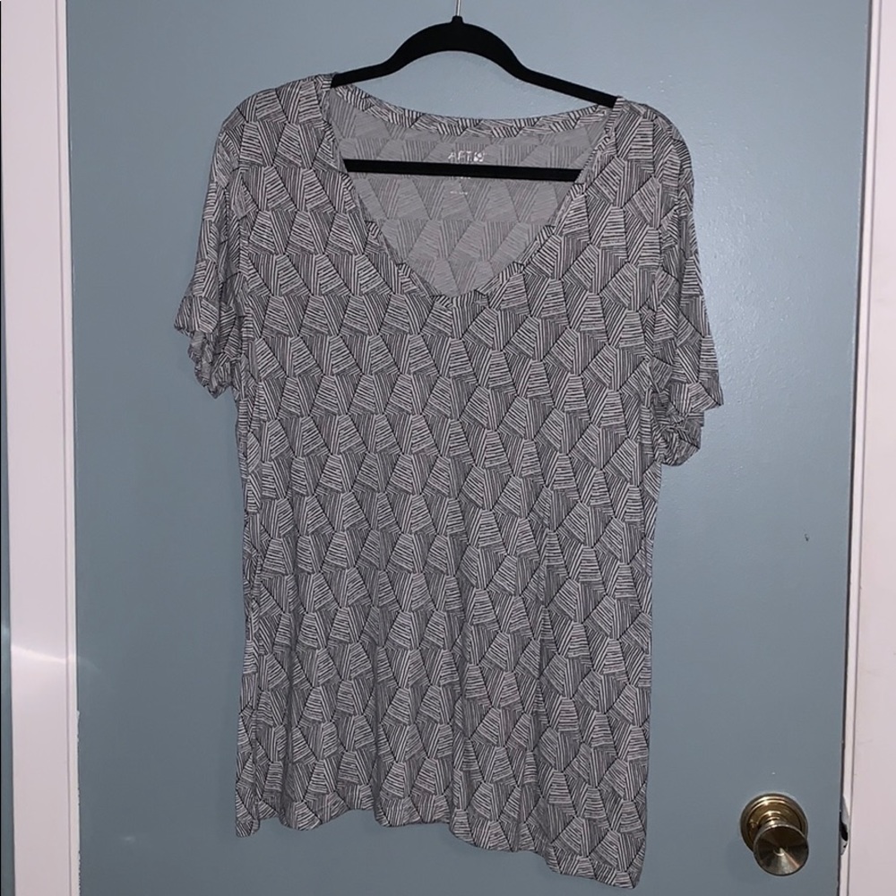 Grey and Black Patterned V-neck